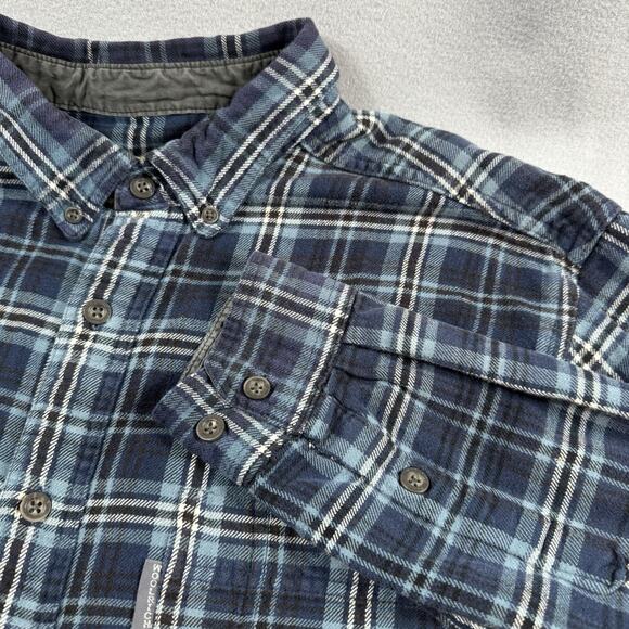 Woolrich Mens L Blue Tartan Plaid Flannel Shirt 100% Cotton Outdoor Workwear - Picture 1 of 12